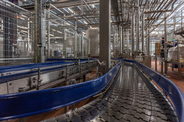 Special equipment in workshop of spirit plant.