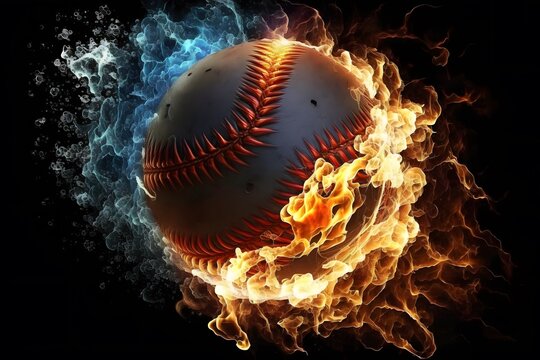 baseball on fire created using AI Generative Technology