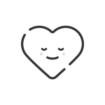 recommend clip art: 目を閉じて微笑んでいるハートの線アイコン - 恋愛･好き･メンタルヘルスのイメージ素材
                    