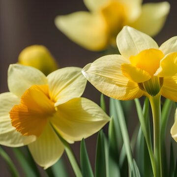 Photorealistic close up image of daffodils