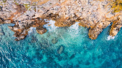 A stunning drone photo panorama of a sunny day on a beach in Croatia perfect for a vacation