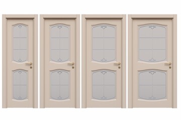 interior doors isolated on white background, interior furniture, 3D illustration, cg render