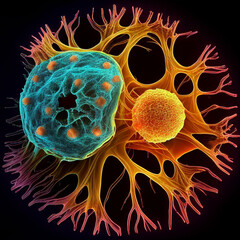 illustration of The cancer cell attacking another cell