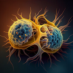 illustration of The cancer cell attacking another cell is a vivid and powerful representation of the disease that raises awarenes