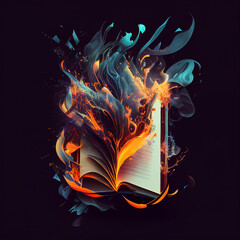 The illustration of a burning notebook