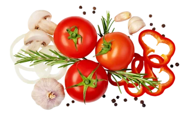 Papier Peint photo Lavable Manger fresh tomato, herbs and spices on transparent background. png file