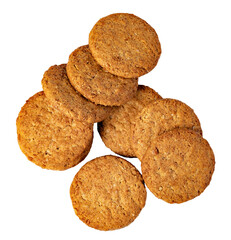 oatmeal cookies on transparent background. png file