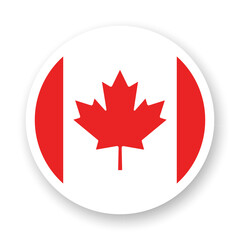 Flag of Canada flat icon. Round vector element with shadow underneath. Best for mobile apps, UI and web design.