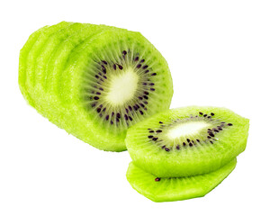 Fototapeta na wymiar kiwi fruit sliced segments on transparent background. png file