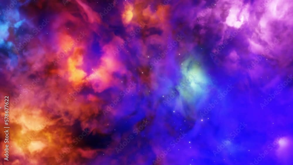 Poster colorful nebula gas cloud in outer space star background 3d rendering