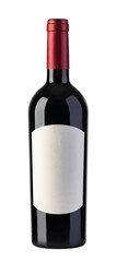 Wine bottle isolated. With blank label. on transparent background. png file