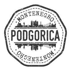 Podgorica, Montenegro Stamp Skyline Postmark. Silhouette Postal Passport. City Round Vector Icon. Vintage Postage Design.