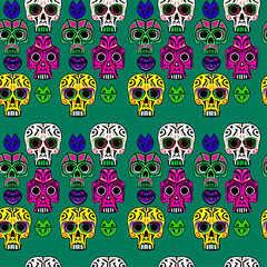 Vector seamless pattern, with skull