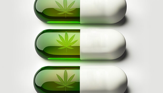 Medical marijuana capsules. Cbd oil pills. Cannabidol extract. Healthcare and medicine. Organic, natural medication. Ai generative