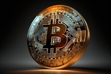 Bitcoin cryptocurrency coin. Generative AI