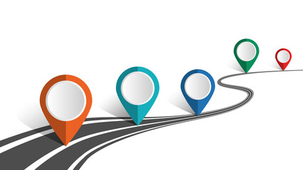 Empty Timeline Road Infographics with Pin Pointers Vector Illustration