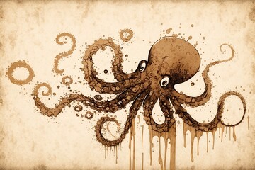 Octopus watercolor created with Generative AI 