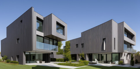 3D Render Modern Architecture with Cool Windows