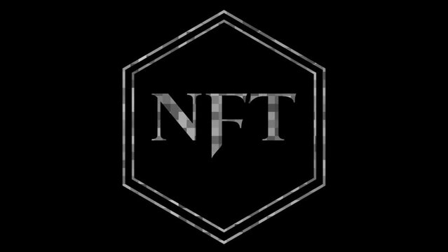 NFT CryptoArt Sign Animation. Glitch Effect. NFT Metaverse Concept. Futuristic Motion Graphic Design. 4K