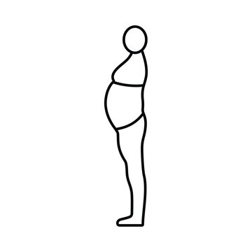 inactivity large stomach body type line icon vector illustration