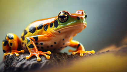 Fototapeta premium Close up of a tropical frog, Generative AI