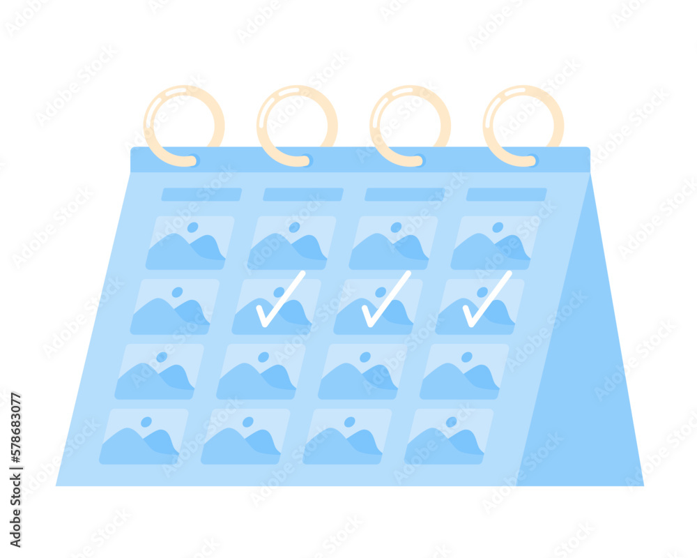 Poster tracking with calendar regular social media posts semi flat color vector object. editable icon. full