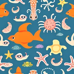 Raamstickers Onder de zee marine pattern