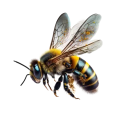 Foto op Aluminium bee on isolated transparent background. bee is flying. macro, incredible pollinator, Ultra realistic AI © ayselucar