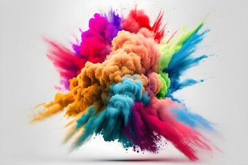 Obraz premium colorful powder explosion on dark background - Generative AI