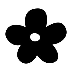 Flower doodle hand drawn in flat shape, png isolated on transparent background