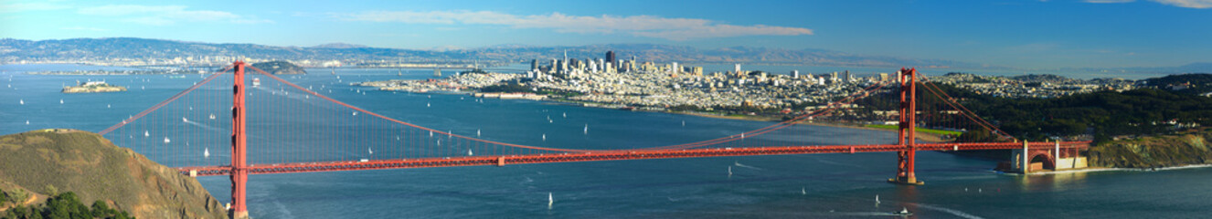 panoramic view on Golden Gate bridge and San-Franciso