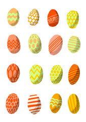 Set of colorful easter eggs , hand drawn colorful style, child style, funny easter eggs, easter eggs hand drawn icon collection