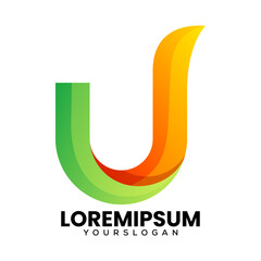 colorful letter u gradient logo design