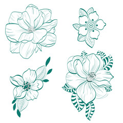 All-purpose vector flower design. It can be used as a print (on clothes, bag, backpack), tattoo or henna design, illustration on book,  as a stickers and labels.