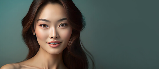 Beautiful smiling woman portrait. generative AI digital illustration.