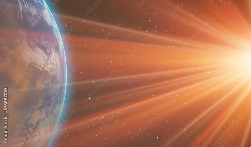 Poster planet earth with a spectacular sunset 