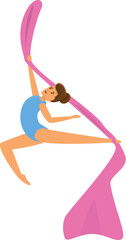 Acrobat on circus ribbon icon cartoon vector. Aerial hoop. Team gymnast