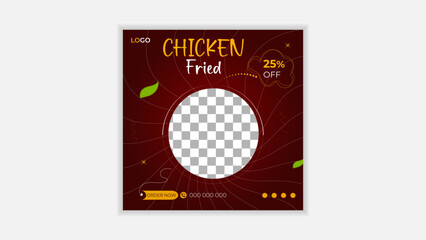 Modern social media post design vector template, Suitable for Social Media Post Restaurant, instagram post banner, square size.