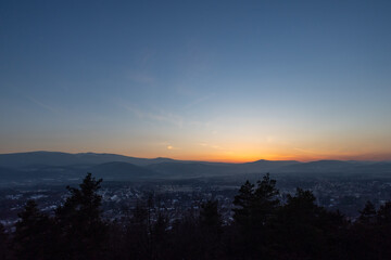 sunset over the mountains in poland