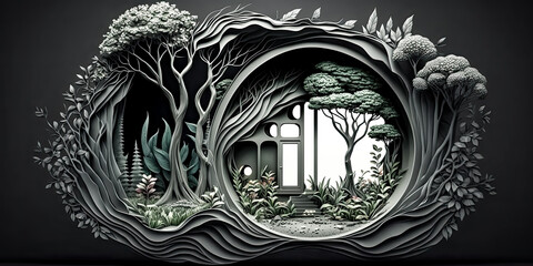 A Mystical and intricate pattern adorns the wall of the room, captivating the eye with its intricate design. - generative ai