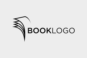 open book logo in linear style design for bookstore, book company, publisher, encyclopedia, library, education logo concept