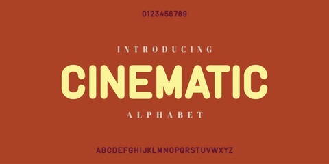 Cinematic. Modern Bold Font. Regular Italic Number Typography urban style alphabet fonts for fashion, sport, technology, digital, movie, logo design, vector illustration