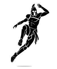 Spartan Medieval Soldier Jumping Silhouette