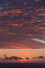 beautiful view of the sea in the evening with clouds and sutset