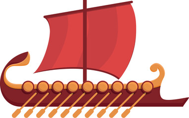Obraz premium Ancient greece war ship icon cartoon vector. Greek history. Art sculpture