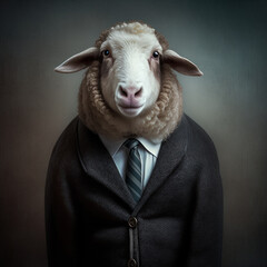 Generative Ai Sheep in a business suit v2
