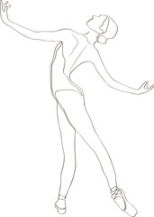 continuous line drawing of professional ballerina dancer