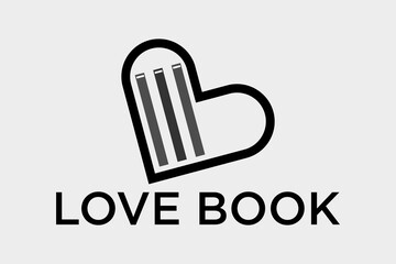 Book Logo Education Symbol. Blue Geometric Linear Rounded Style Heart