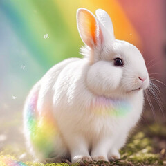 Generative Ai. Cute bunny and rainbow colors v2