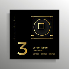 Cover for the book, brochure, booklet, flyer, and poster. Modern geometric design with golden lines. Vector square format template.